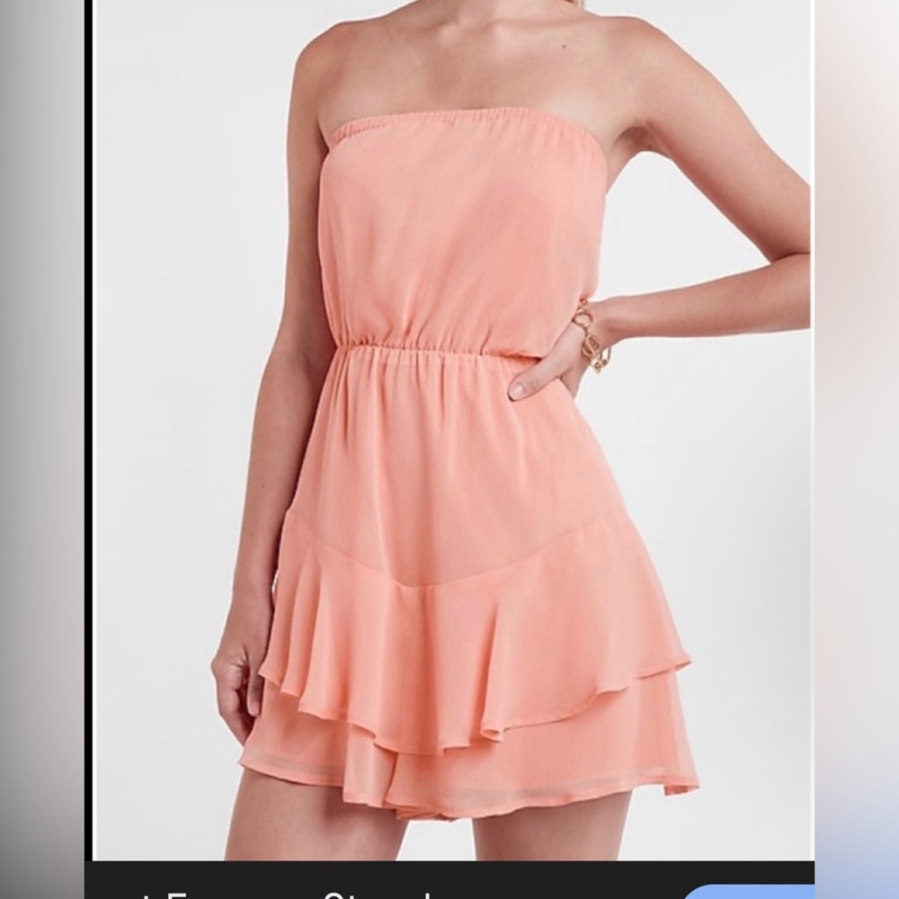 Express Peach Strapless Short Romper- NWOT- XL